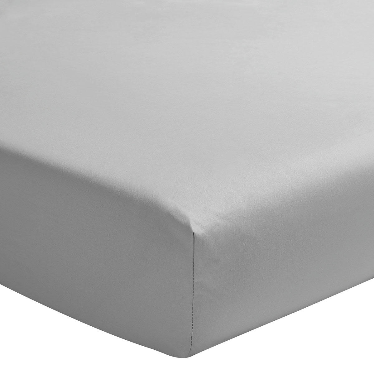 BRUME - Drap housse en satin de coton gris 140x200
