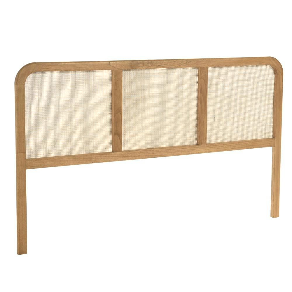 Tête de lit en bois de mindi et rotin naturel pour lits 140/160cm TIVARO