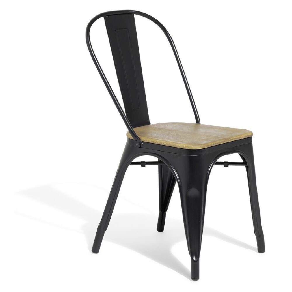 Chaise de jardin Fabrik acacia naturel et métal noir 51,5x44xH82,5 cm