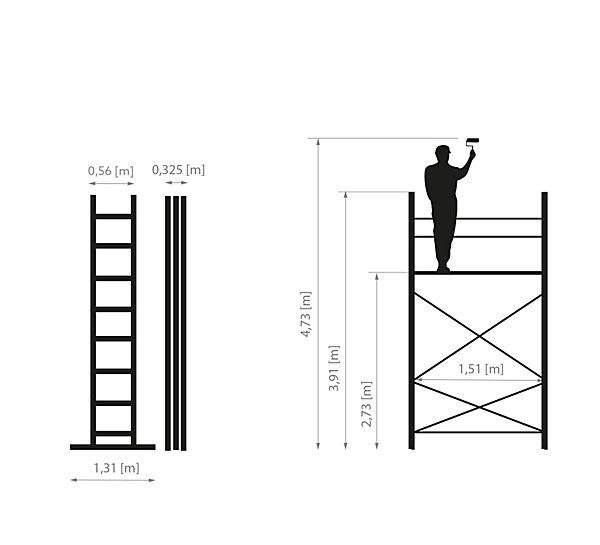 échafaudage articulé DRABEST Hector PRO en aluminium 1 pièce