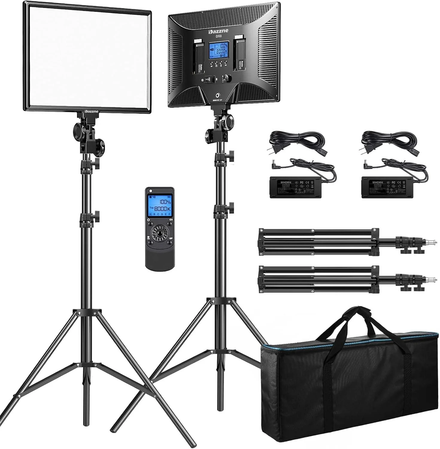 D50 LED Video Light Panel Lights 15.4, 2 Packs 45W 3000K-8000K Bi-Color Dimmable Photography Lighting, CRI 96+ Videography Lighting for Video Shooting/Gaming/Live Stream/Studio/Film(D30)