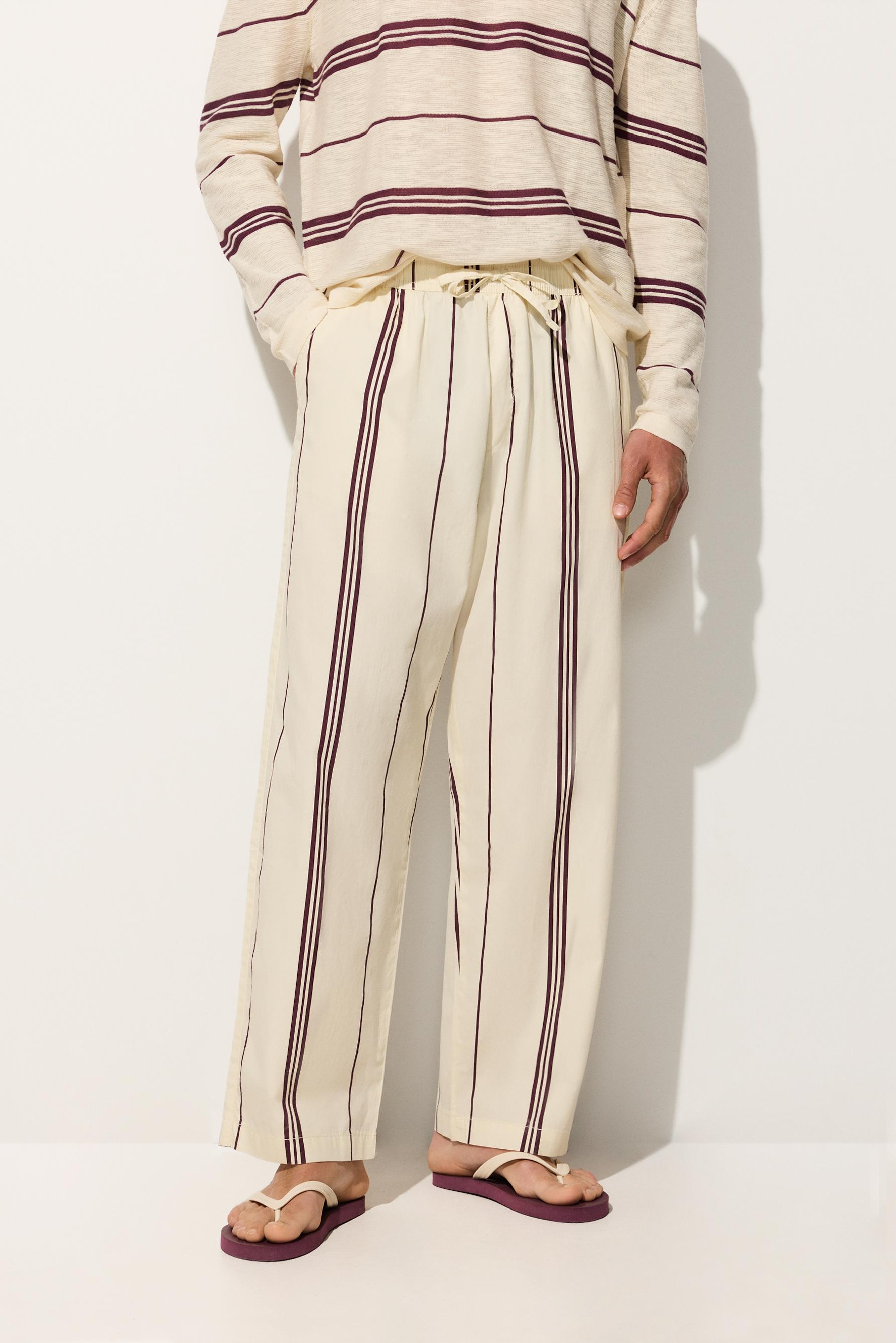 Hombre | Pantalón rayas beige jogger