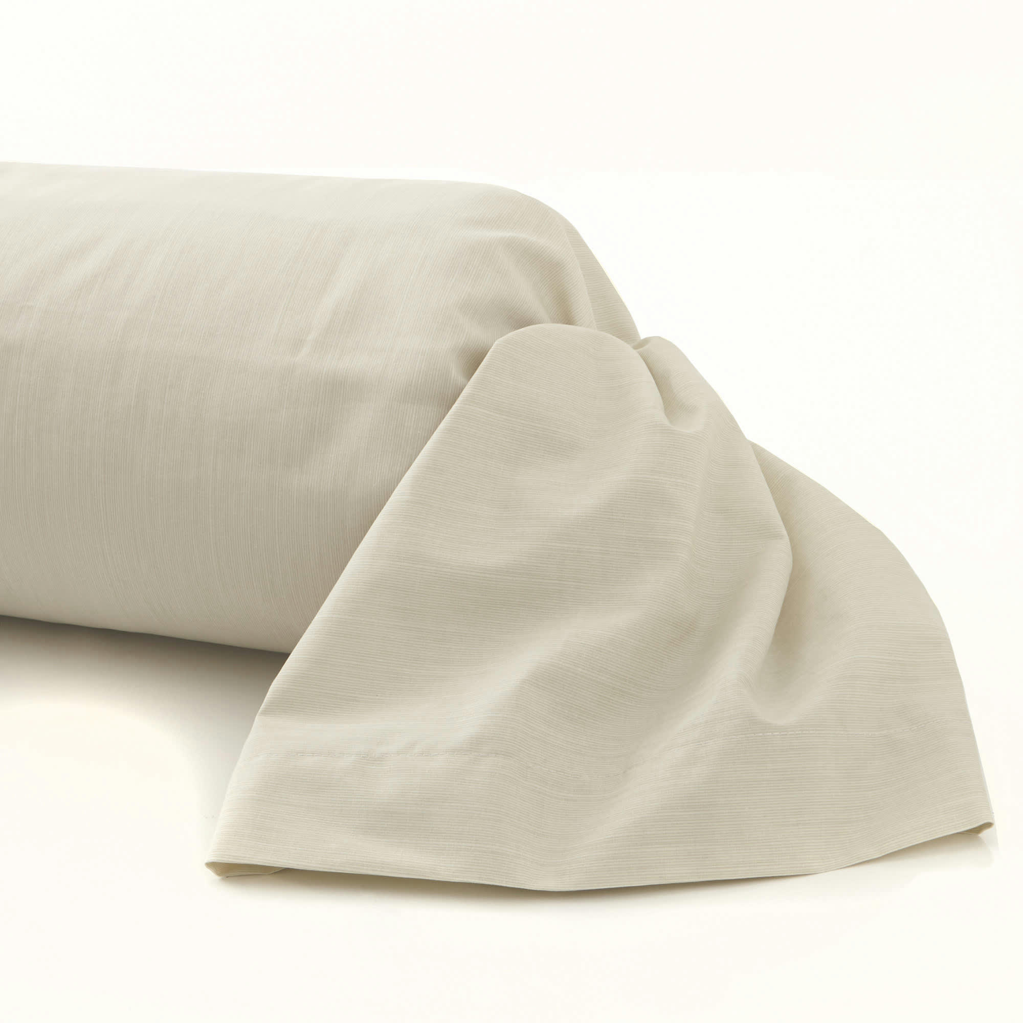 ÉCORCE - Taie de traversin fines rayures en bambou ivoire 85 x 185