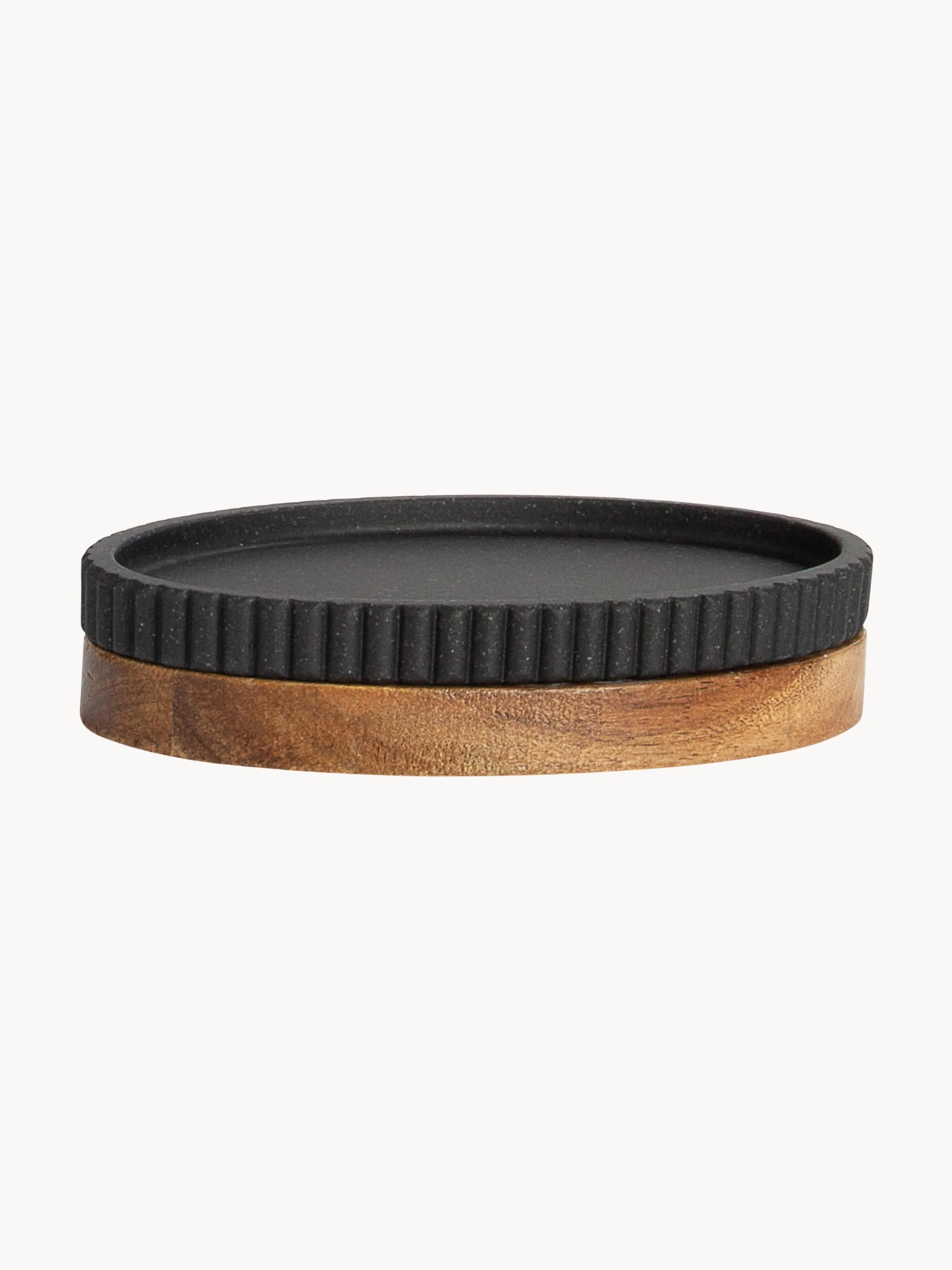 Ovale Seifenschale Laura mit Holz-Dekor