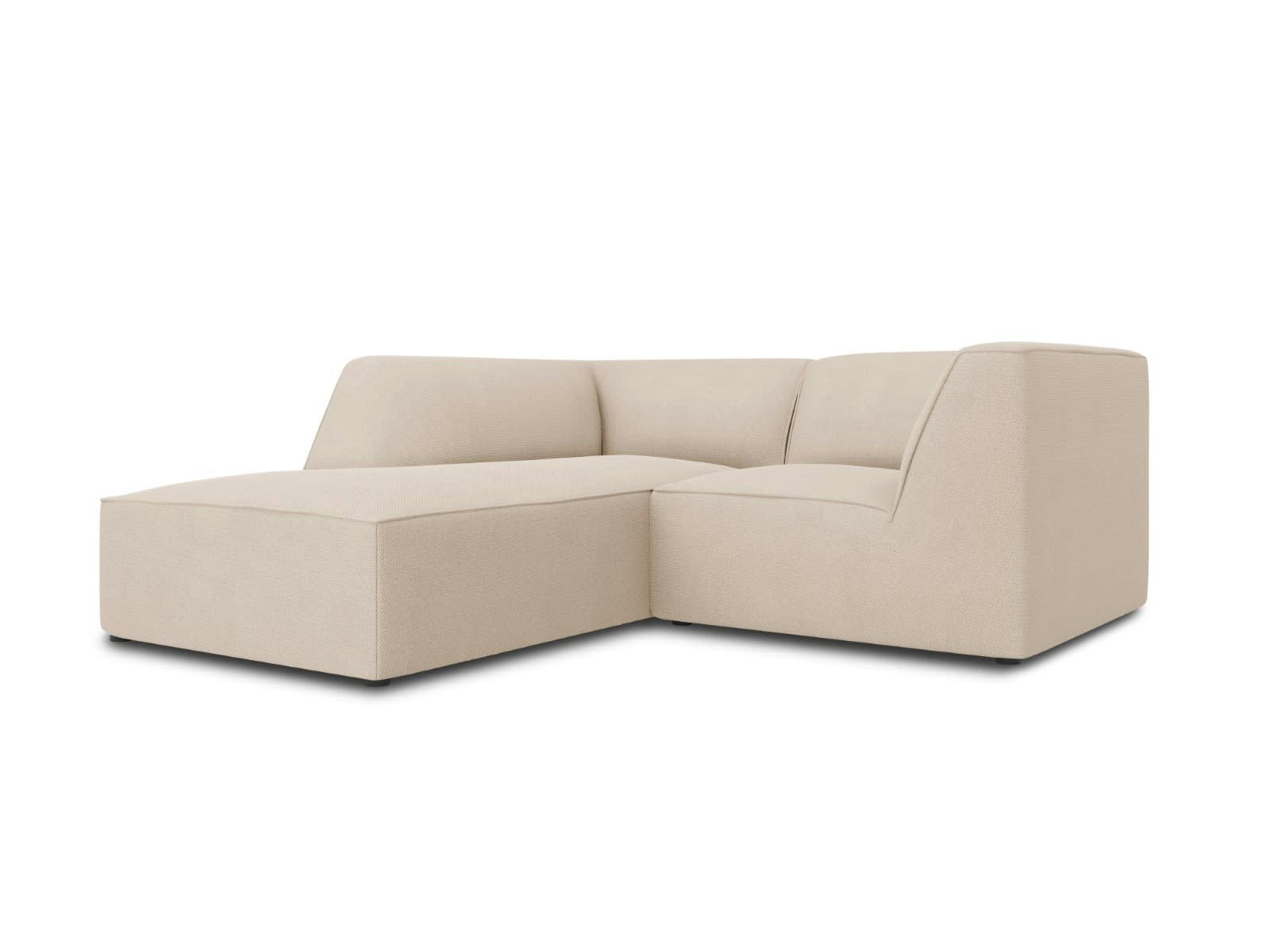 RUBY - Canapé d'angle gauche 3 places en tissu structurel beige