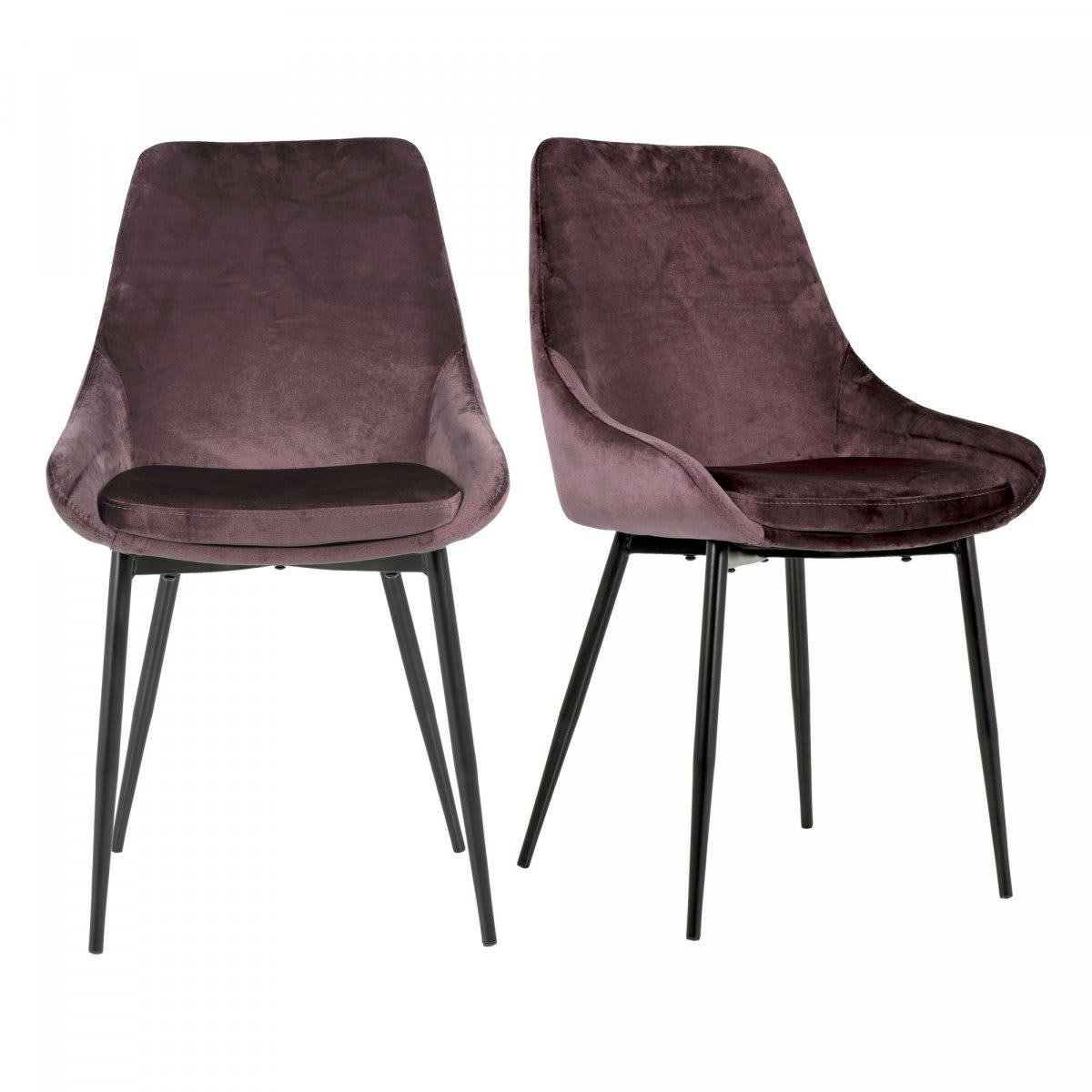 ZAIPO - Lot de 2 chaises en velours style moderne rose
