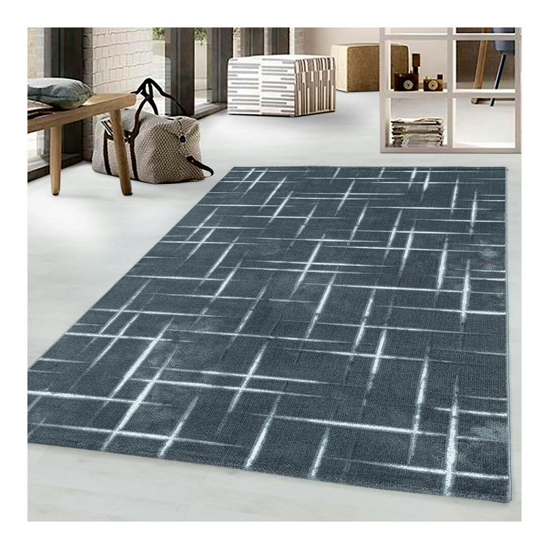 BUSE - Tapis géométrique design en polypropylène gris 140x200