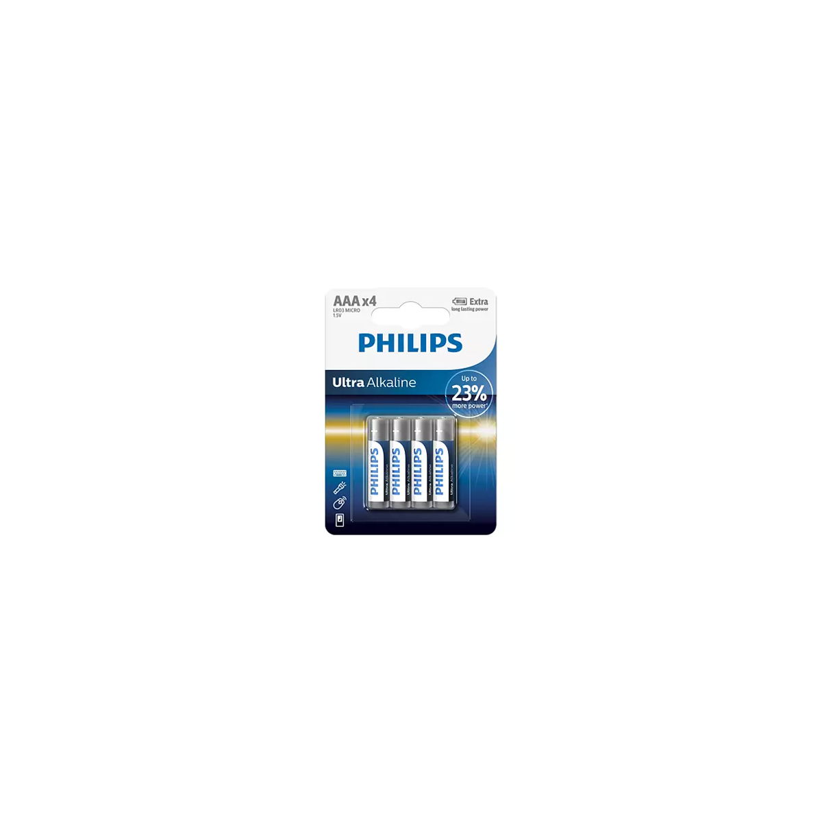 Conjunto de 4 pilhas alcalina Philips ultra power lr03