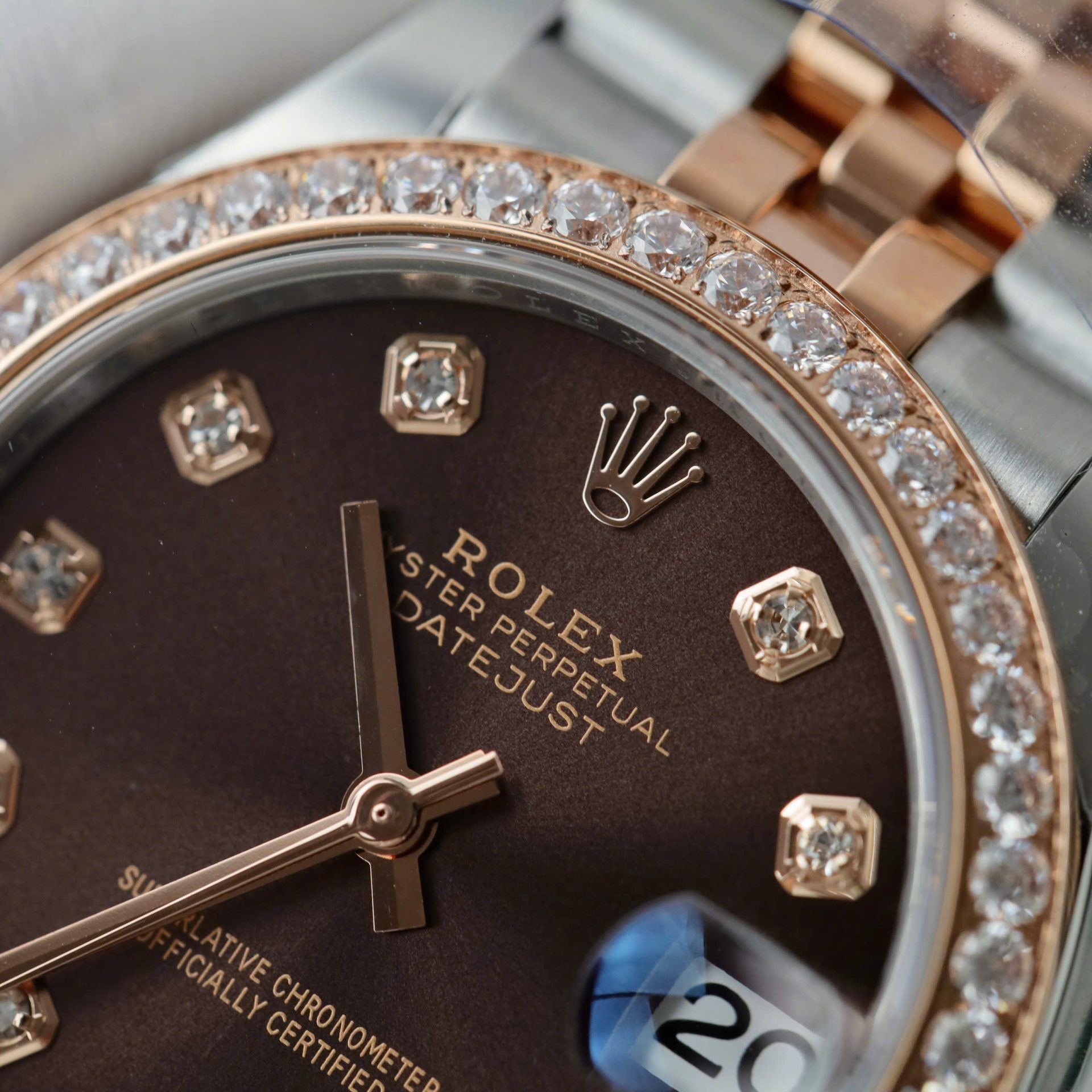 Rolex Datejust SS/RG Plated Chocolate Dial Diamonds 31mm Jub Replica