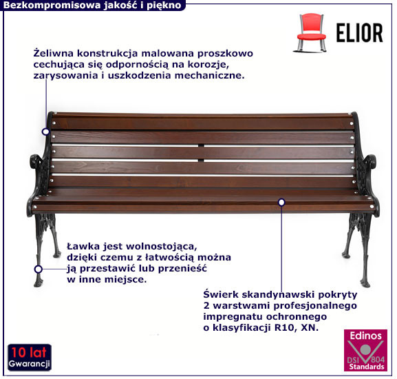Żeliwna ławka parkowa z ornamentem - Zytica