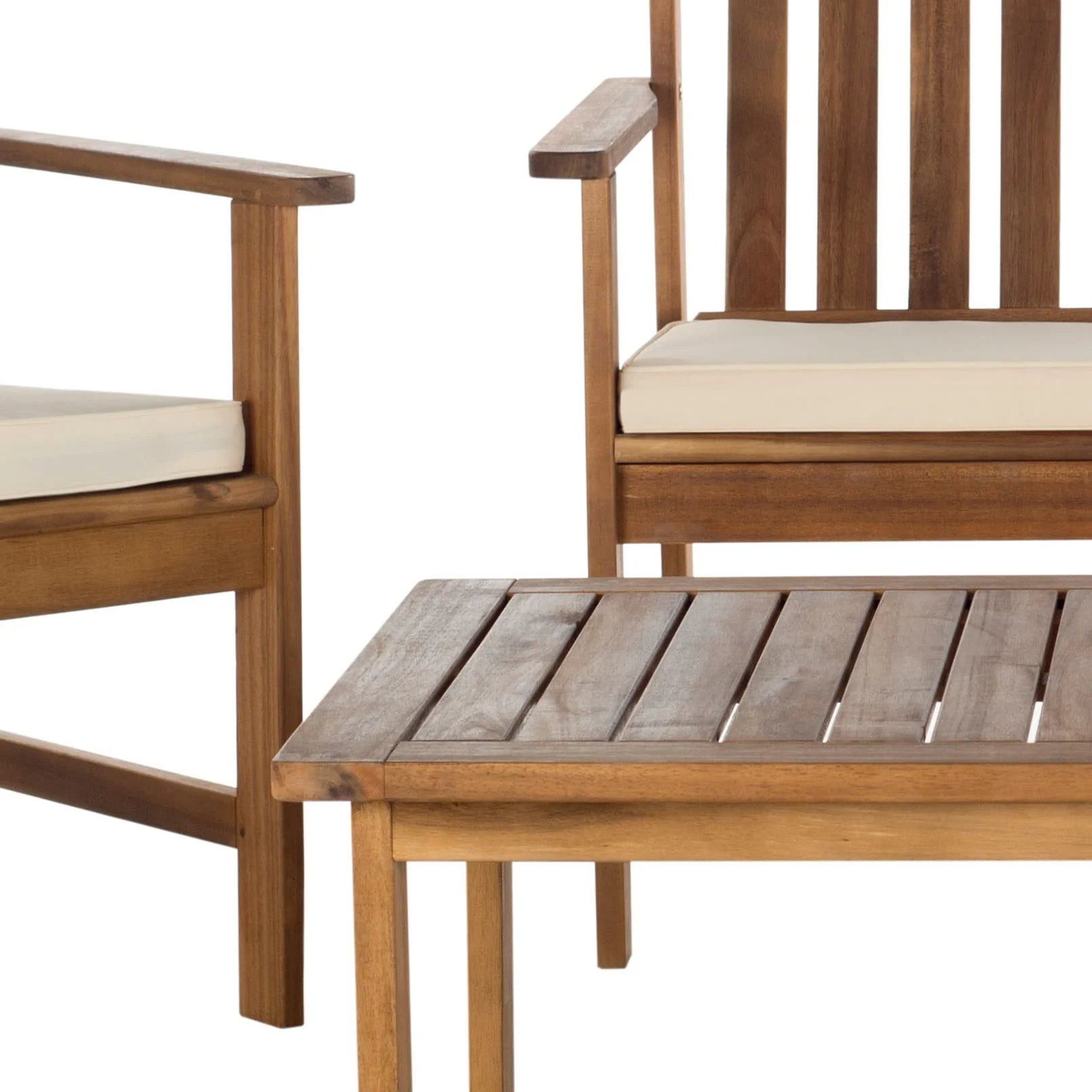 SAFAVIEH Outdoor Living Burbank Brown Acacia Wood 4-piece Furniture Set - 44W x 25D x 34H