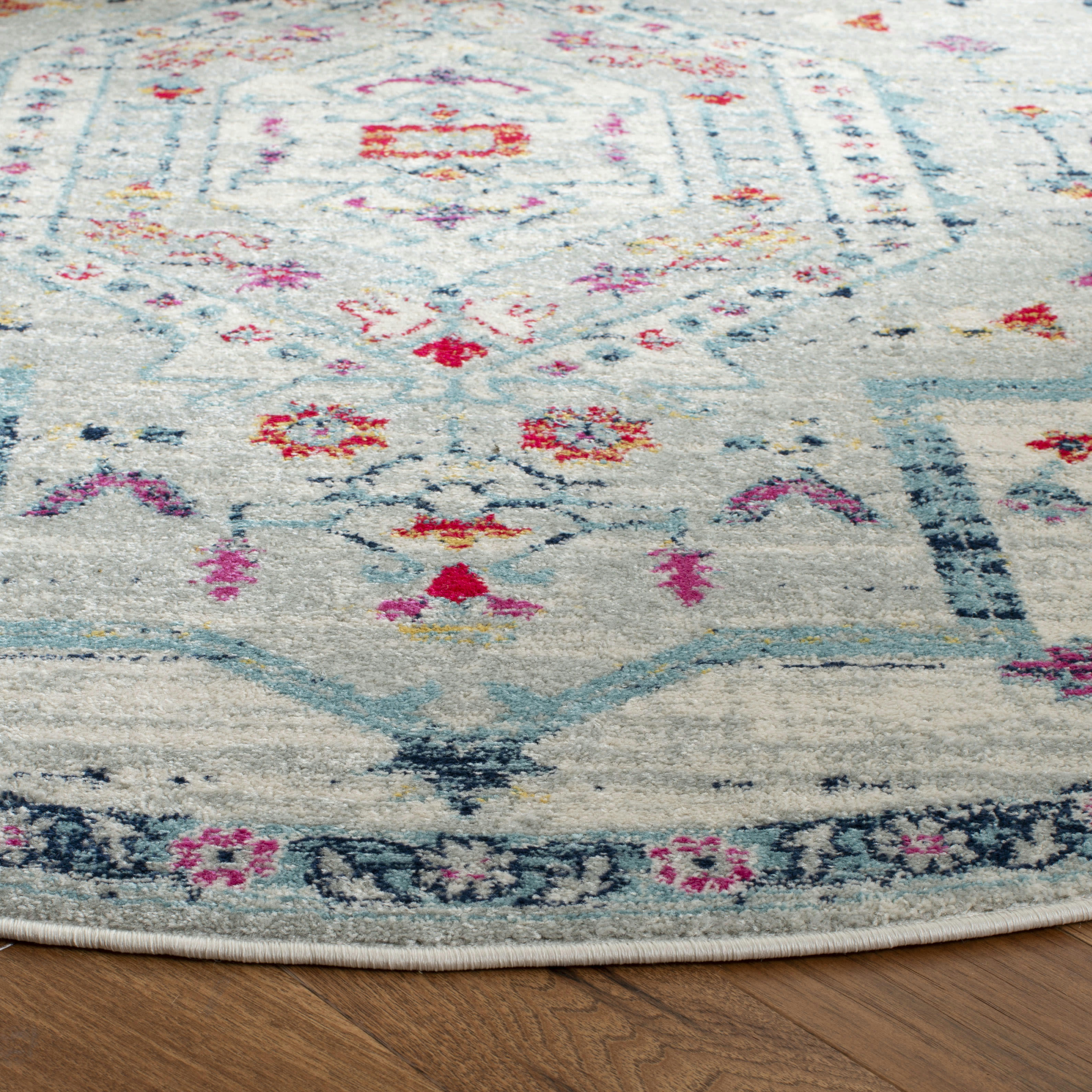 MADISON - Tapis de salon interieur en gris clair & fuchsia, 201 x 201 cm