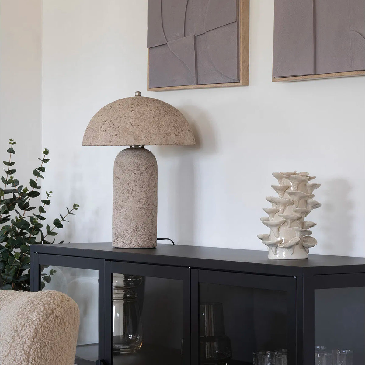 Artichok Florian Papier-Maché Tafellamp - Grijs