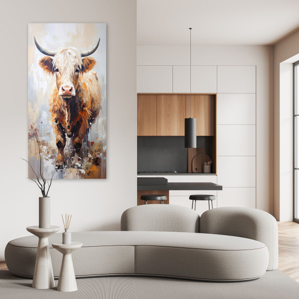 Feeby Obraz nowoczesny do salonu, Szkocka krowa Zwierzęta Natura 40x80