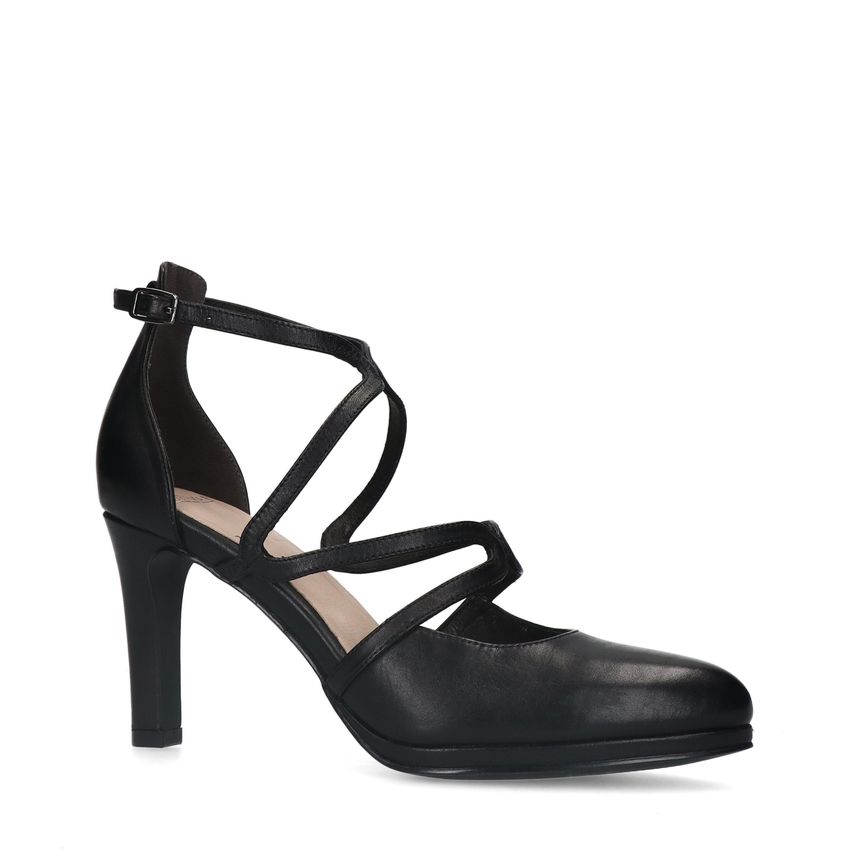 Manfield Zwarte leren gesloten pumps