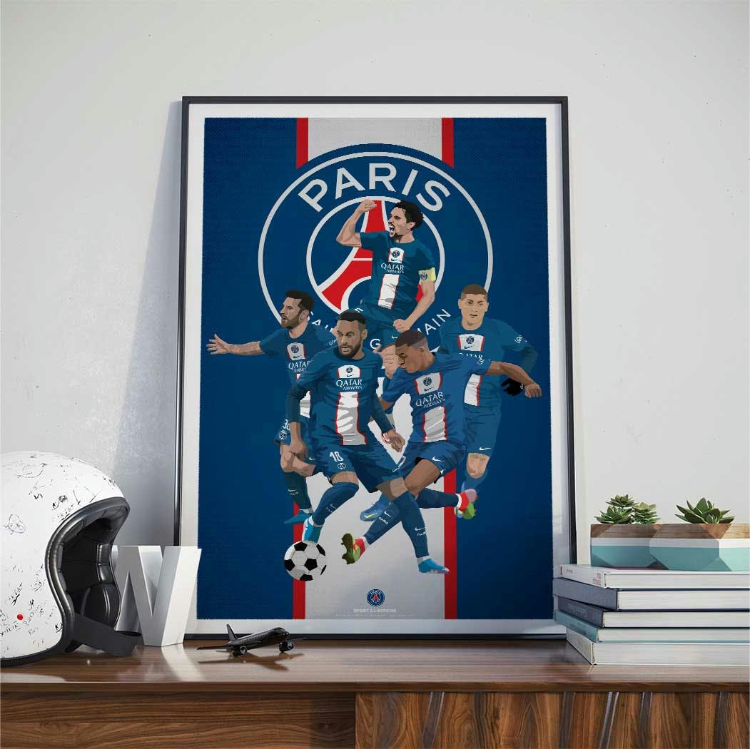 FOOT - Affiche Foot - PSG Les 5 Fantastiques   - 40 x 60cm