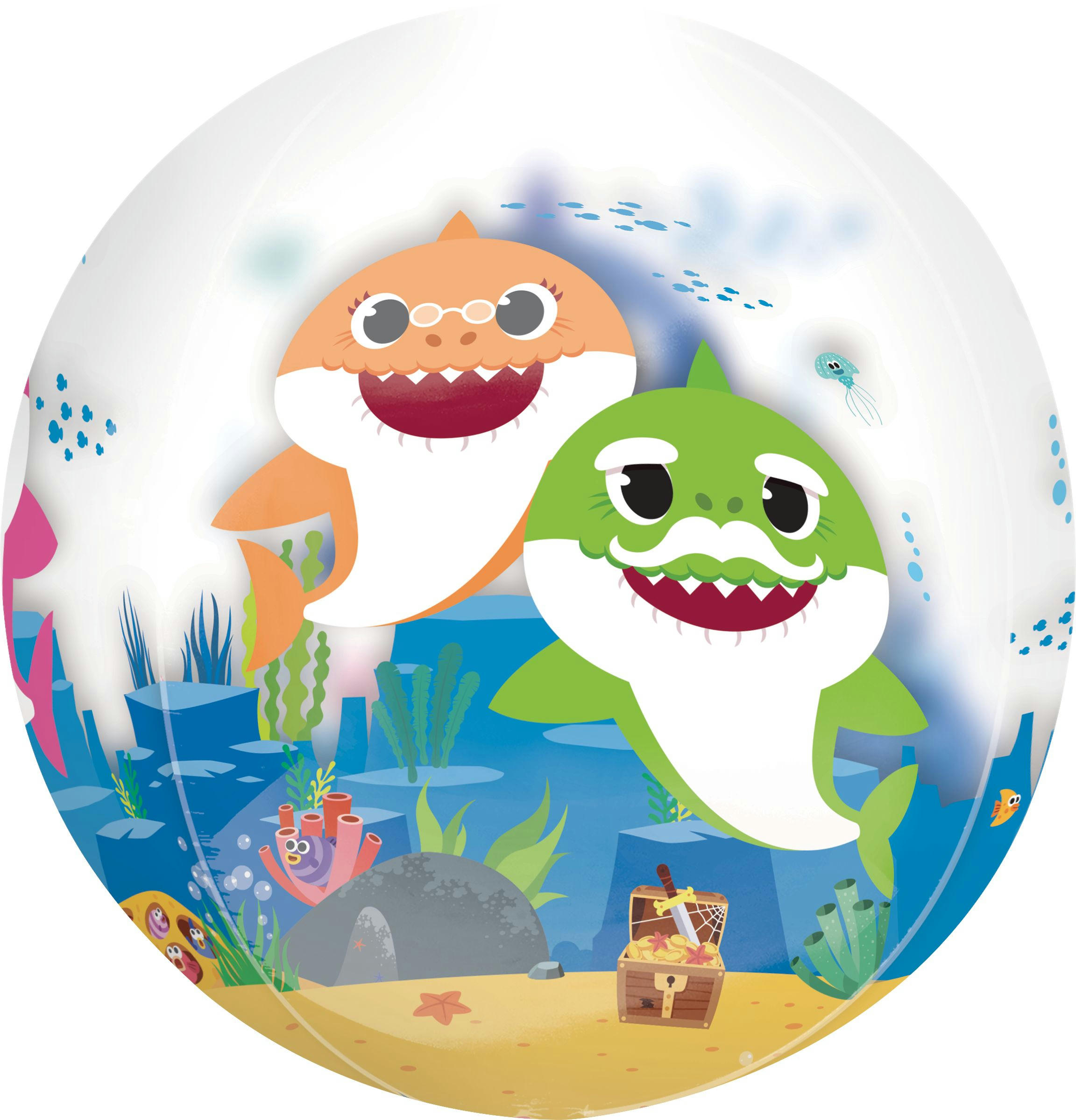 Baby Shark Orbz Transparent Print Foil Balloon, Multi-Coloured, 16-in, Helium Inflation & Ribbon Included for Birthday Party