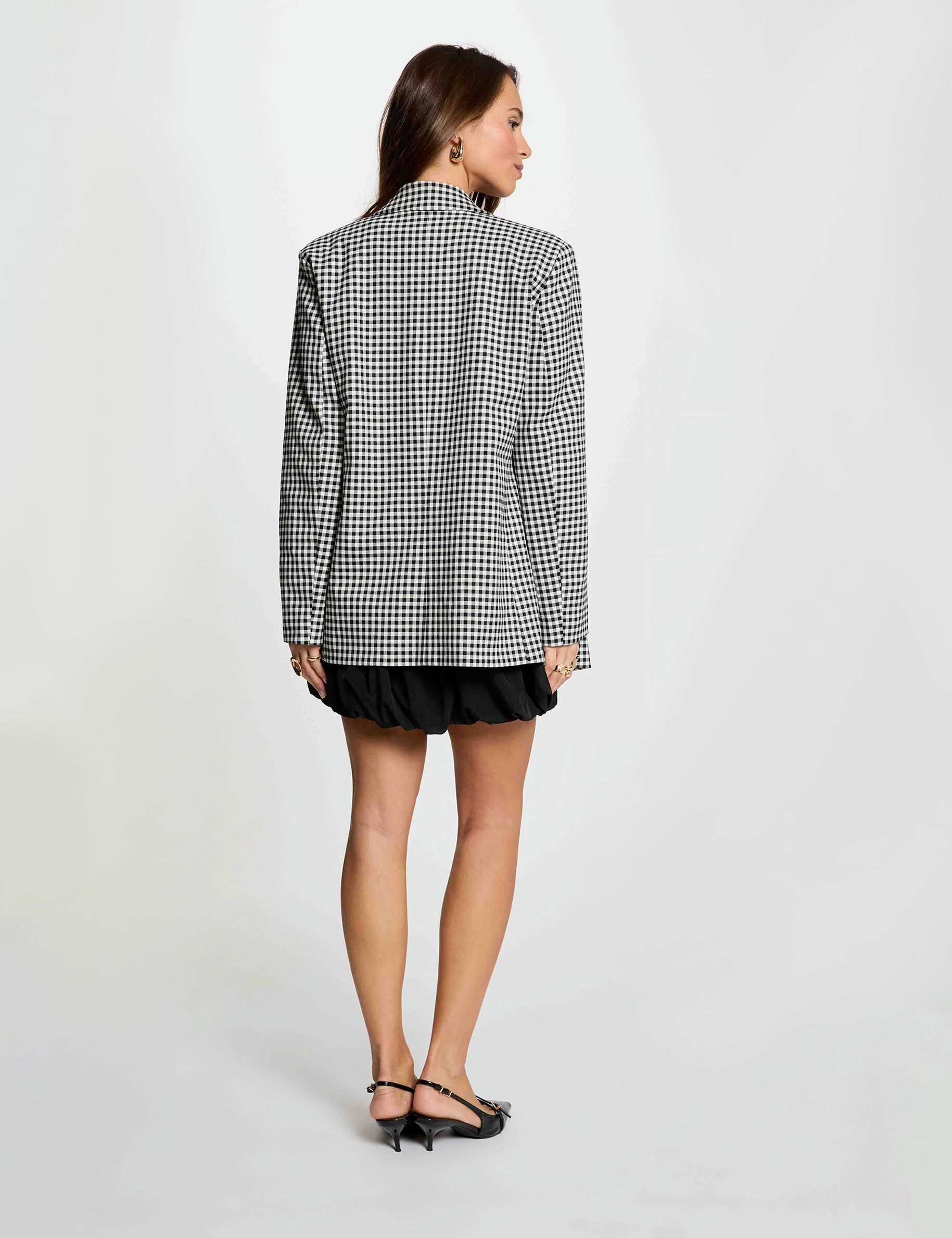 Oversized Blazer With Lapel Collar Black Women