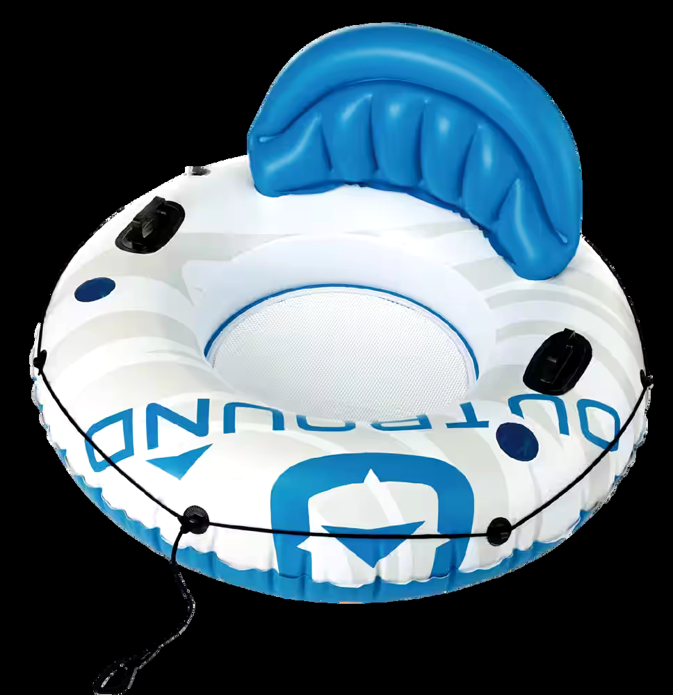 Outbound Inflatable Floating River/Lake Connectable 1-Person Tube/Ring, White/Blue, 51-in