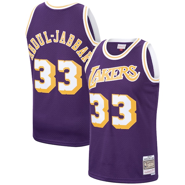 Kareem Abdul-Jabbar Los Angeles Lakers  Hardwood Classics Swingman Jersey - Purple/Gold