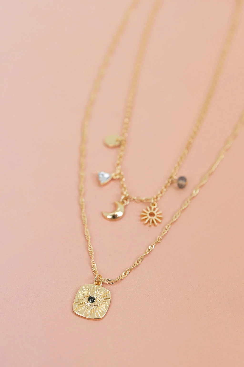 Layered Gold Charm Necklace