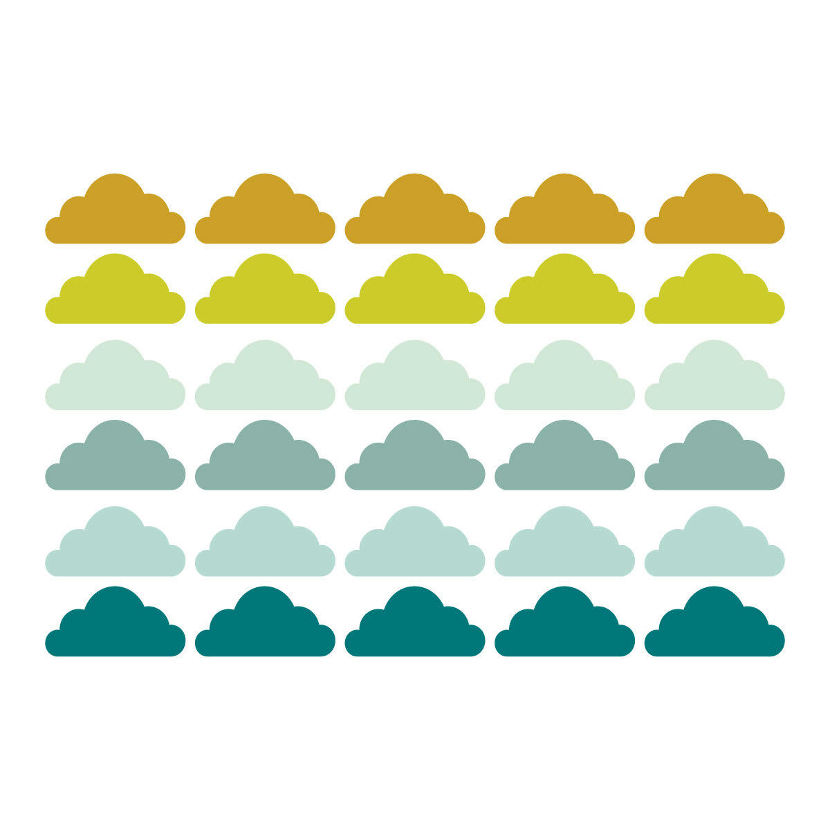 CLOUDS2 - Stickers muraux en vinyle nuages vert et moutarde