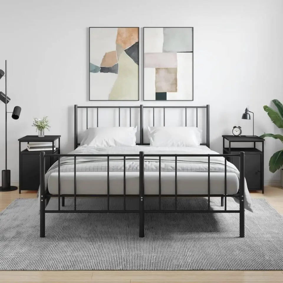 vidaXL - Industrieel Nachtkastjes met deur - Zwart - 40x42x60 cm - Set van 2