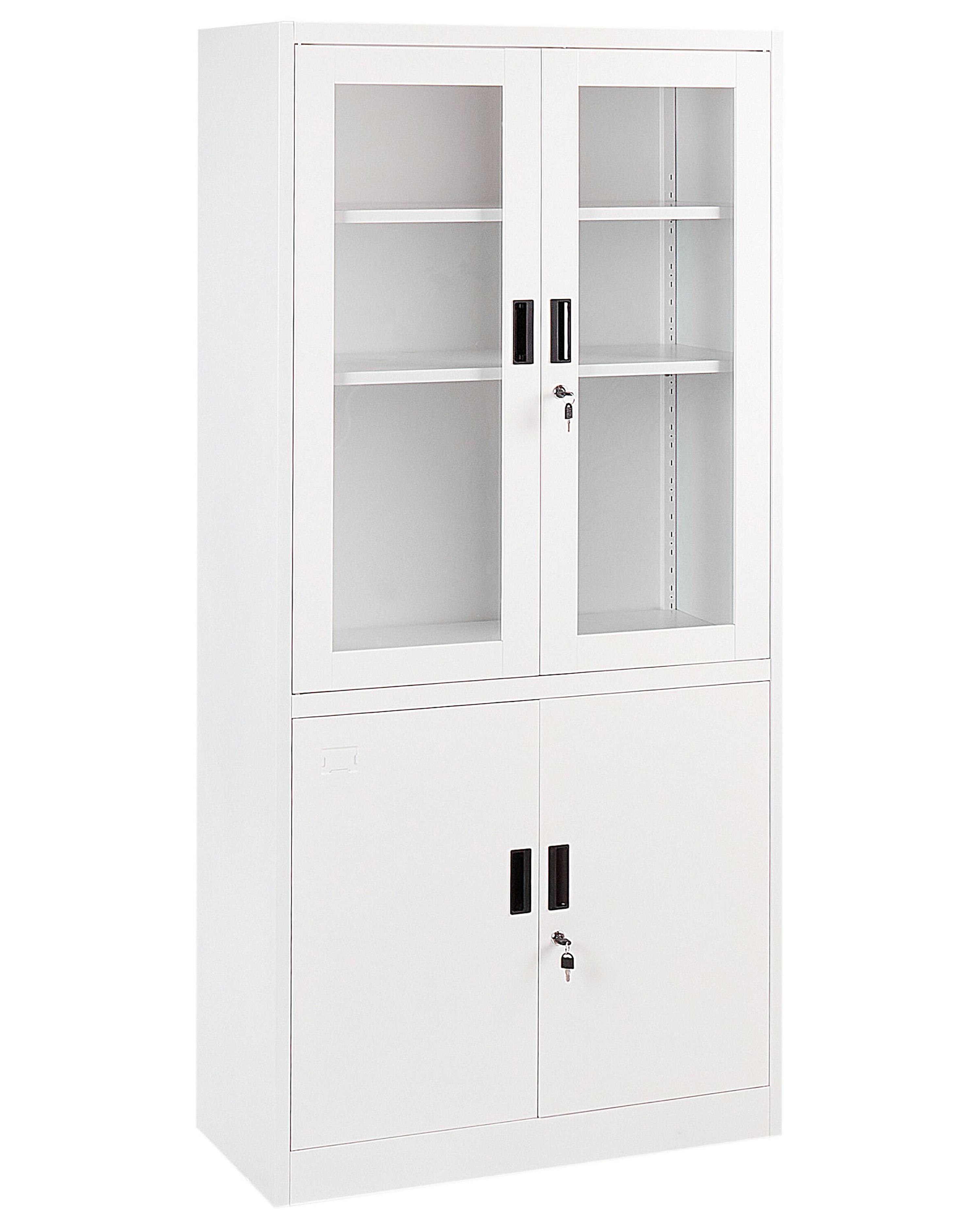 Glass Display Cabinet MALACHITE Metal 90 cm White