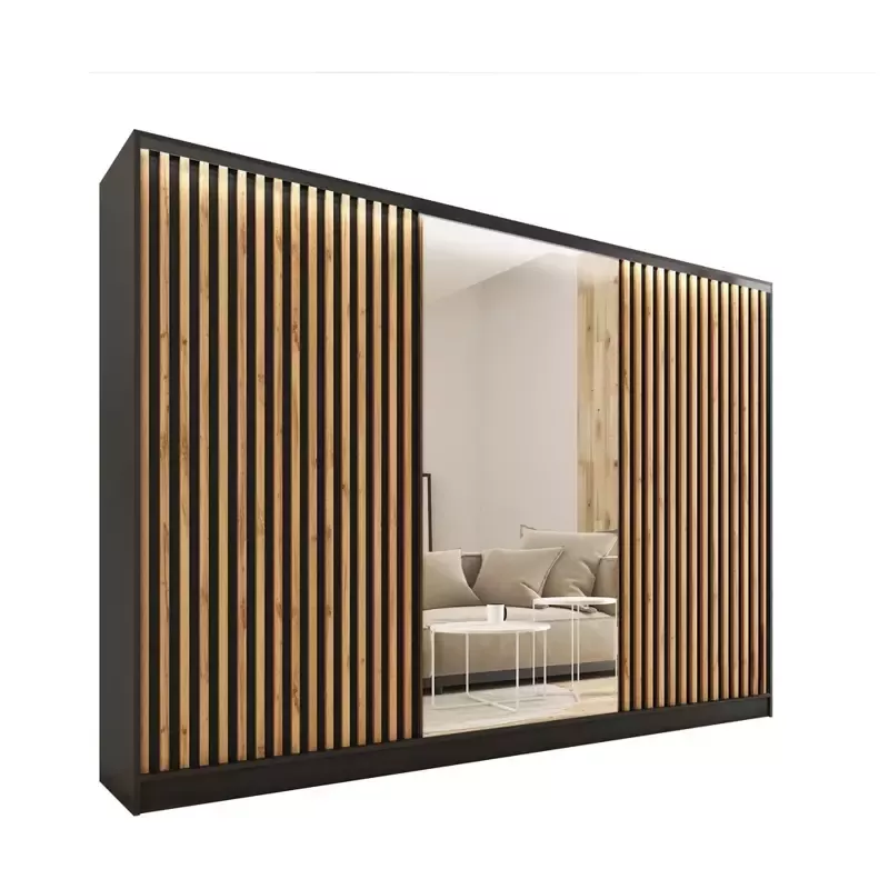 Szafa przesuwna z lustrem lamele 280 cm LOFT wotan