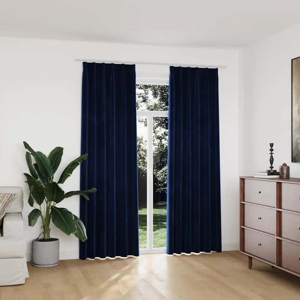 vidaXL - Gordijn - Blauw - Fluweel - 140 x 225 cm - 2 stuks