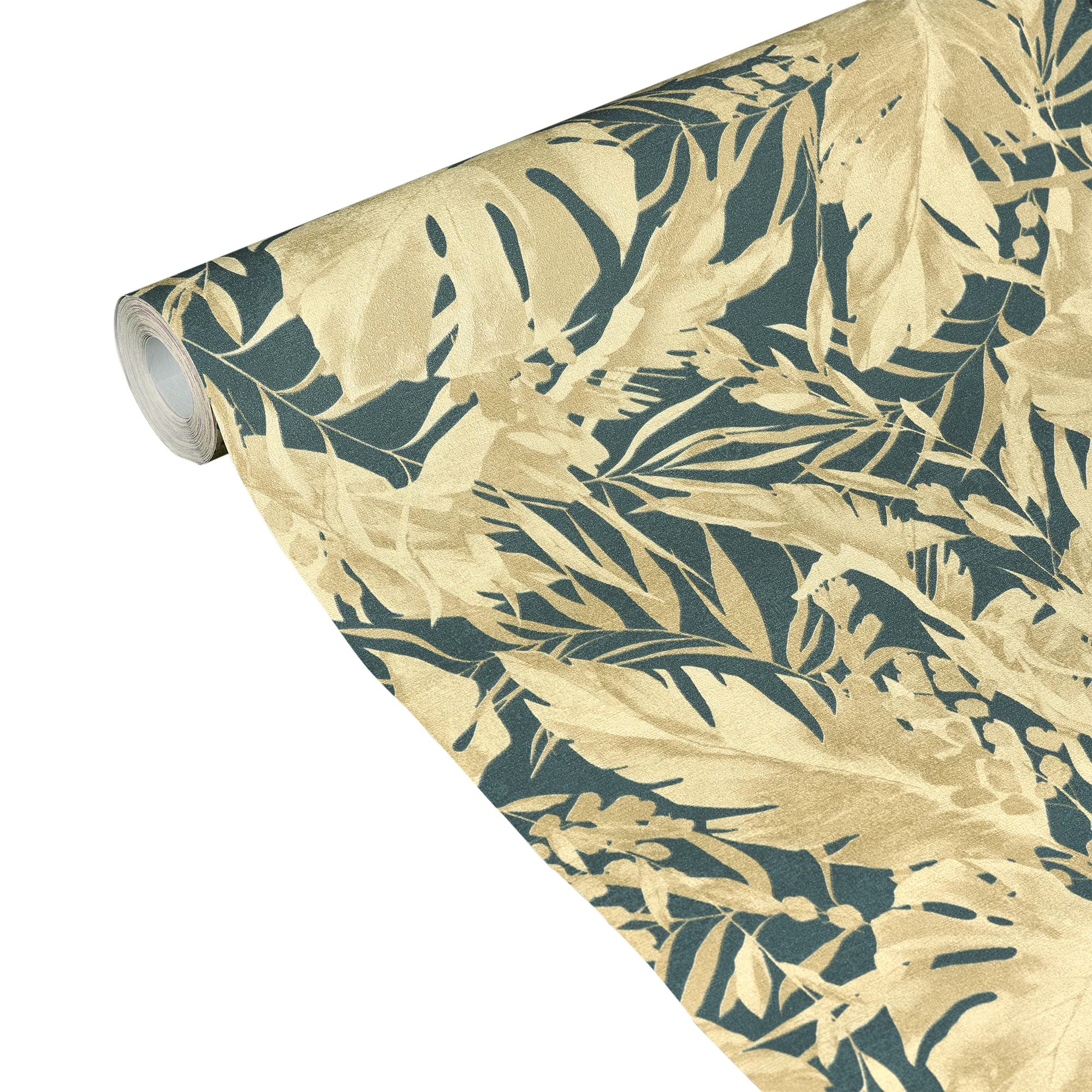 CosmoLiving Papier peint intissé EARTHLINES bleu paon et doré