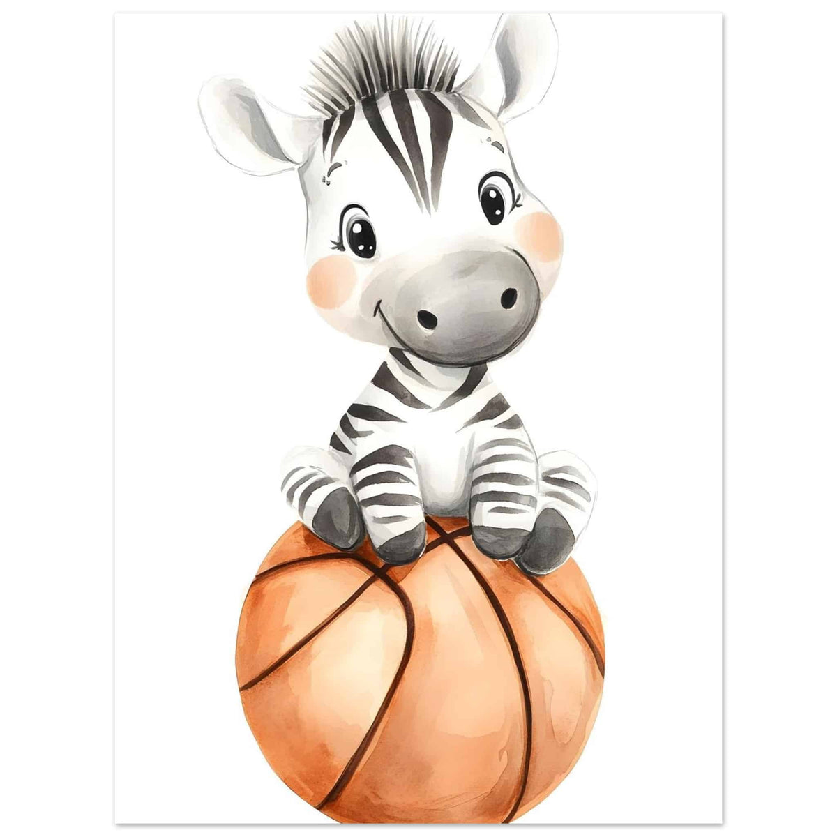 Artfulprints Poster Sportieve zebra  - 30x40 cm - Meerkleurig