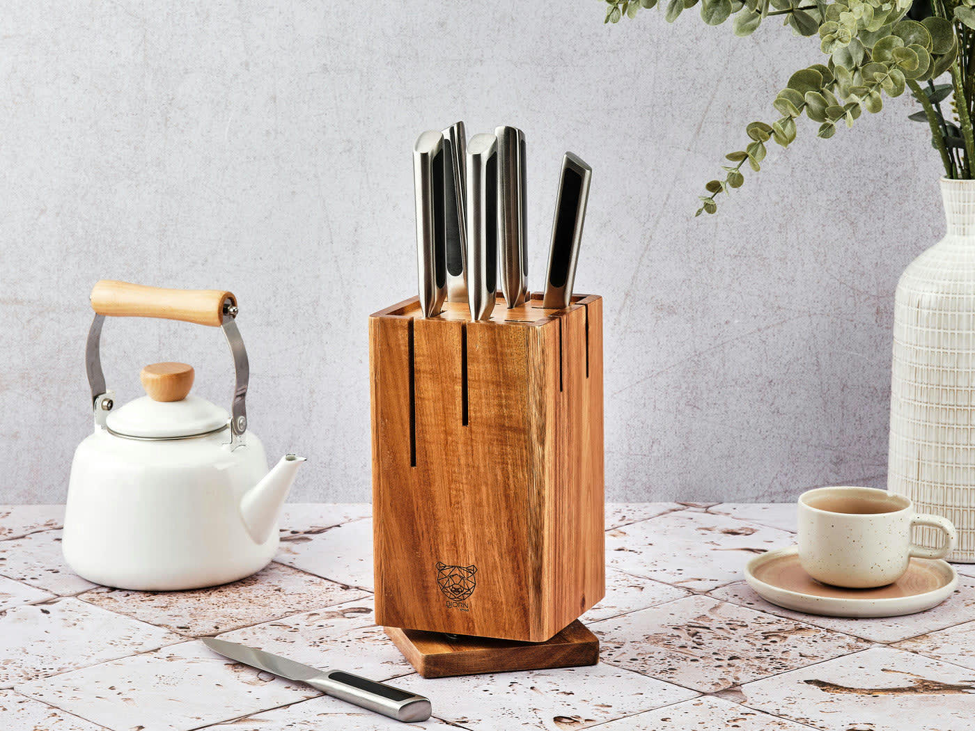 NUDE - Lot de 7 couteaux en inox noir