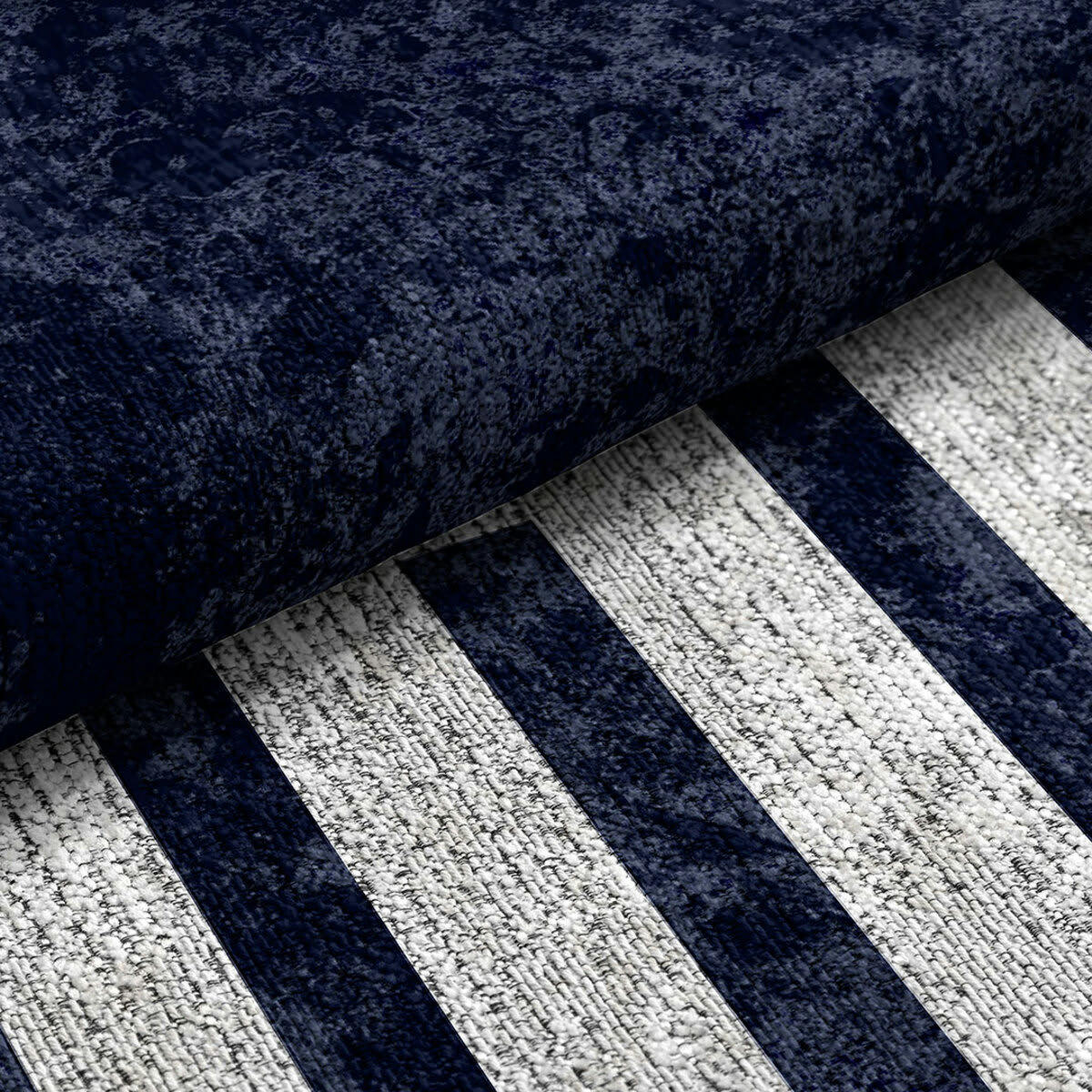 TOKIO - Tapis décoratif en coton en impression digital bleu 160x230 cm