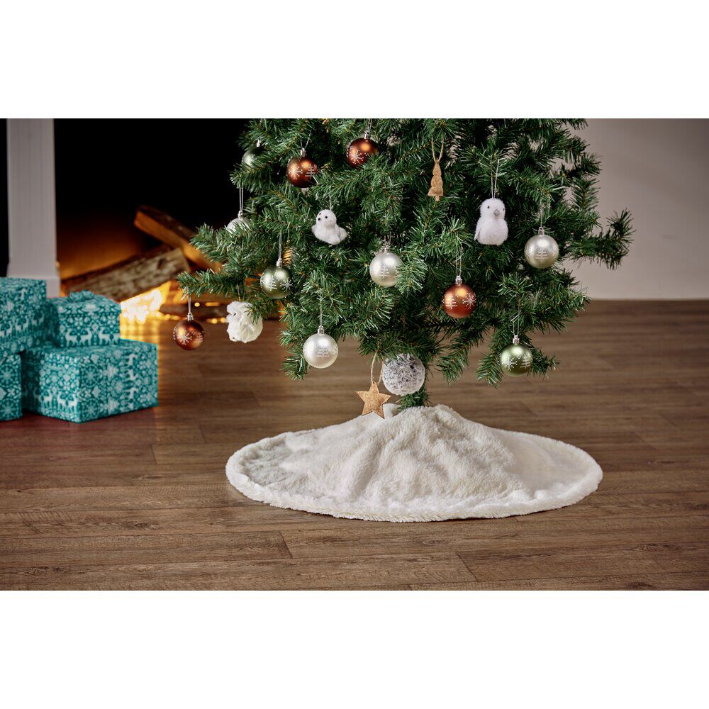 Tour de sapin Ø80 cm imitation fourrure blanc