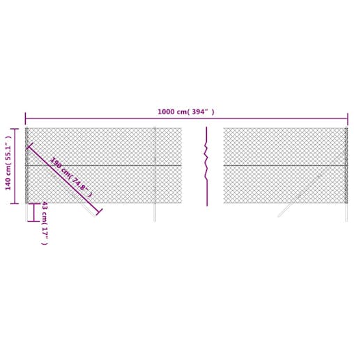 NNEVL Chain Link Fence Green 1.4x10 m