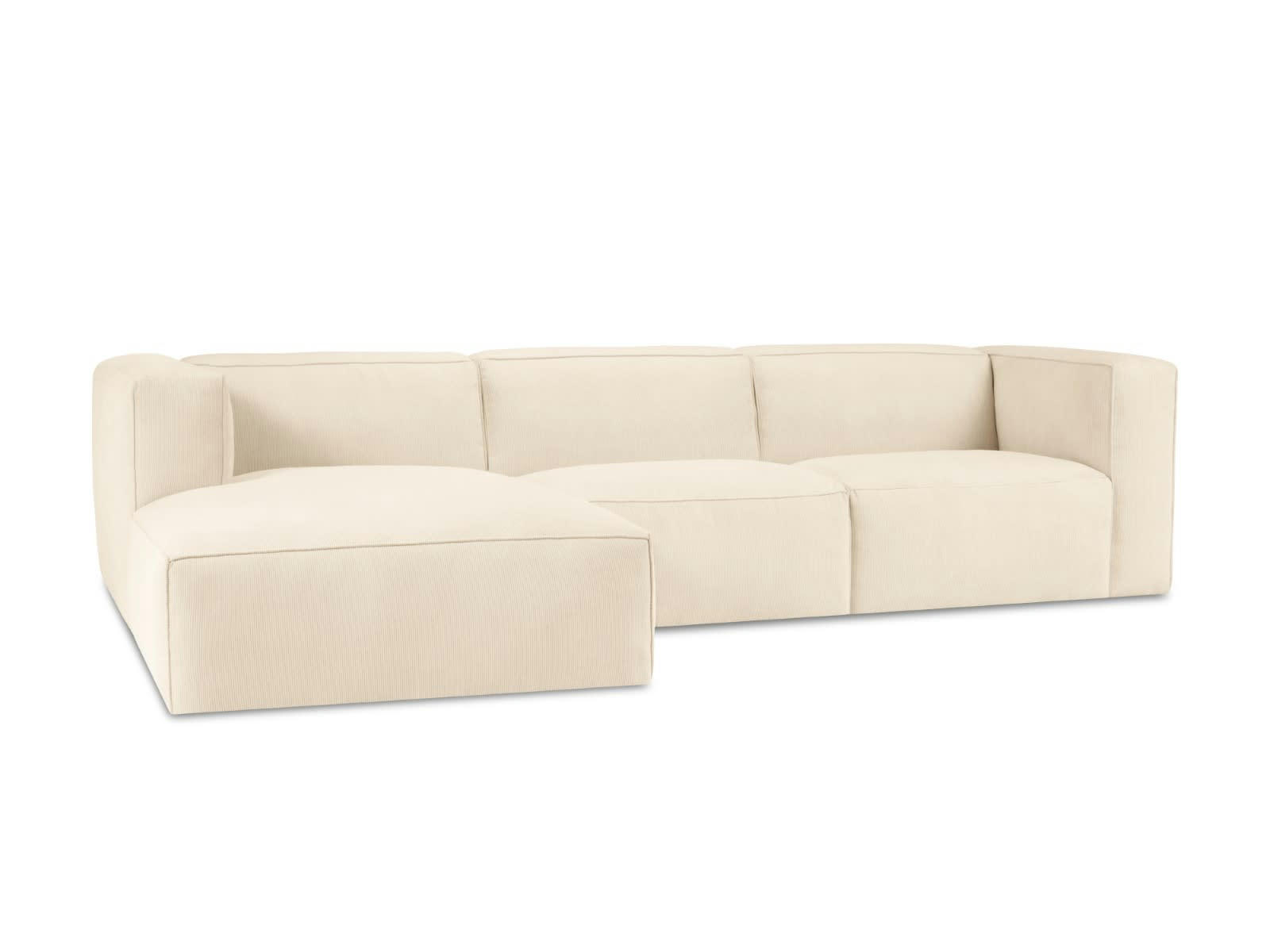 MUSE - Canapé D'Angle Gauche 5 places en Velours Côtelé Beige