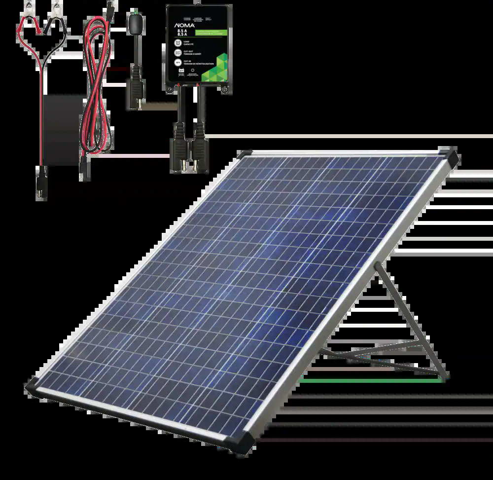 NOMA 100 Watt, 12V Crystalline Solar Panel Kit with Stand and Charge Controller