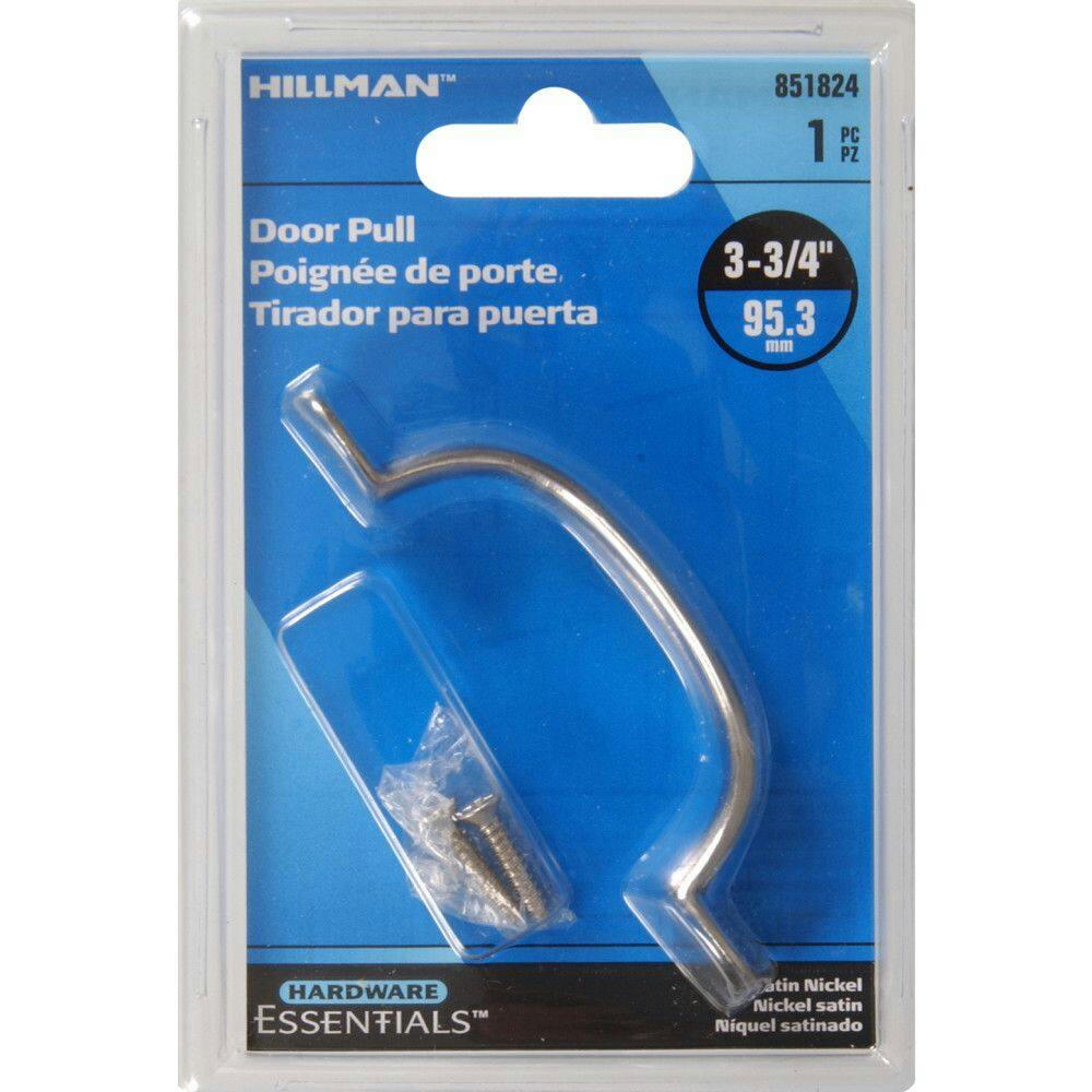 Hillman Decorative Door Pull, For Metal/Wooden Doors, Satin-Nickel, 3-3/4-in