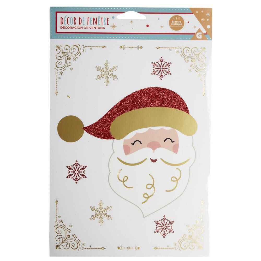 Décoration fenêtre No&euml;l électrostatique rouge et doré - 2 modèles
