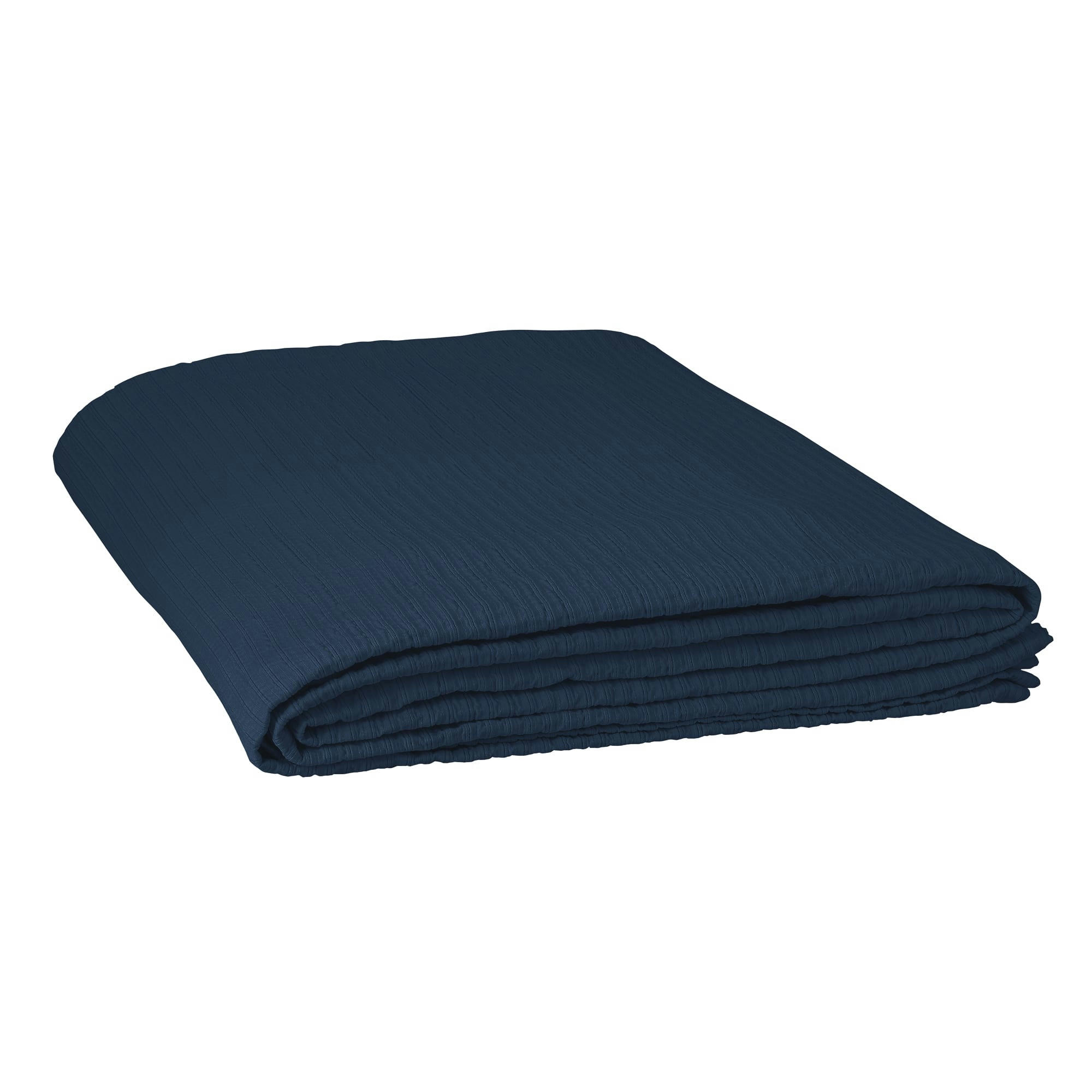 SIMPLEMENT PLISSÉ - Couvre-lit en coton 110x240cm Bleu Nuit