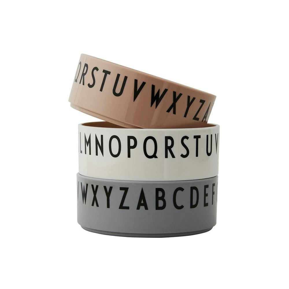 ALPHABET - Bols alphabet rose blanc gris - Lot de 3