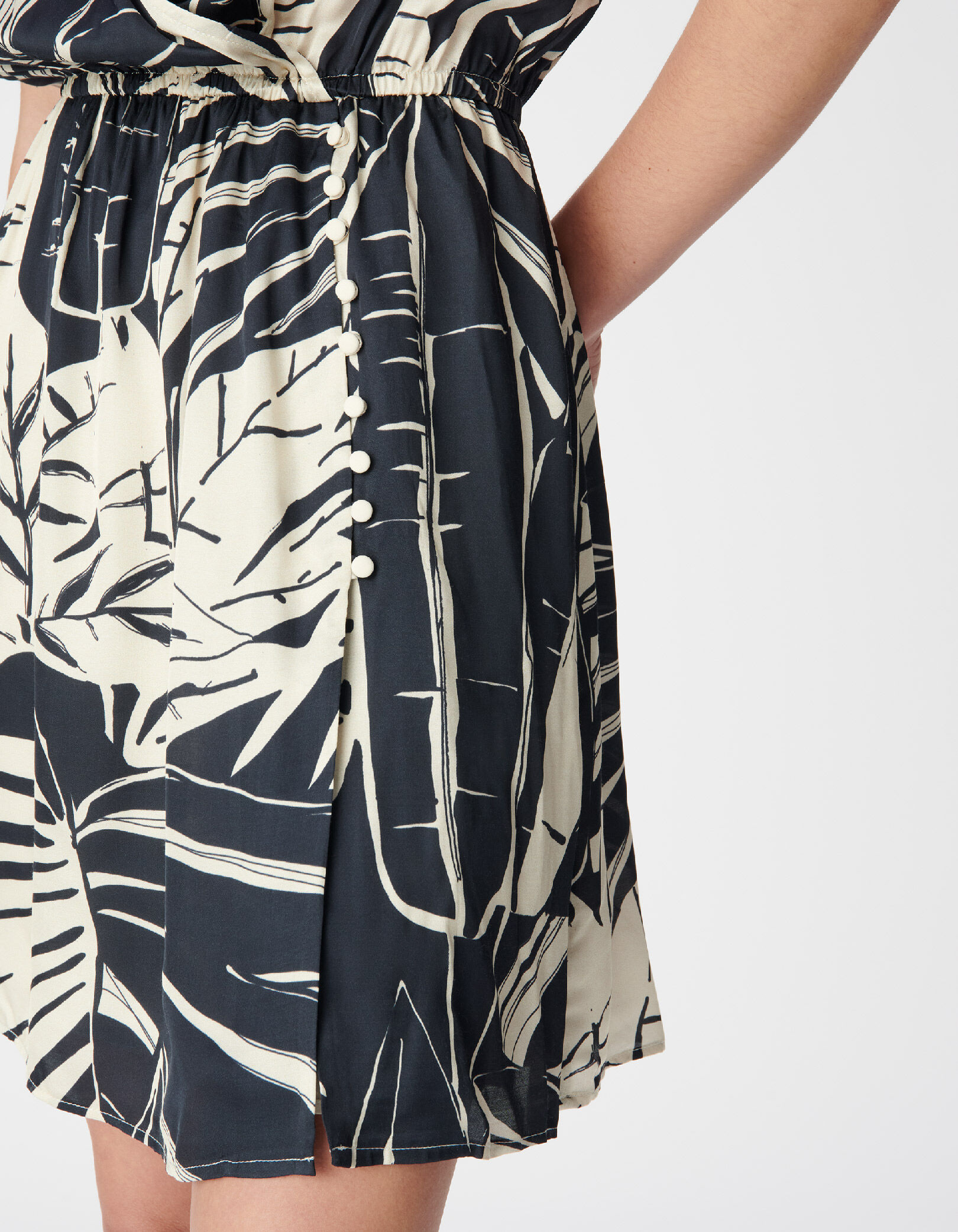 Robe marine imprimé maxi feuilles Femme