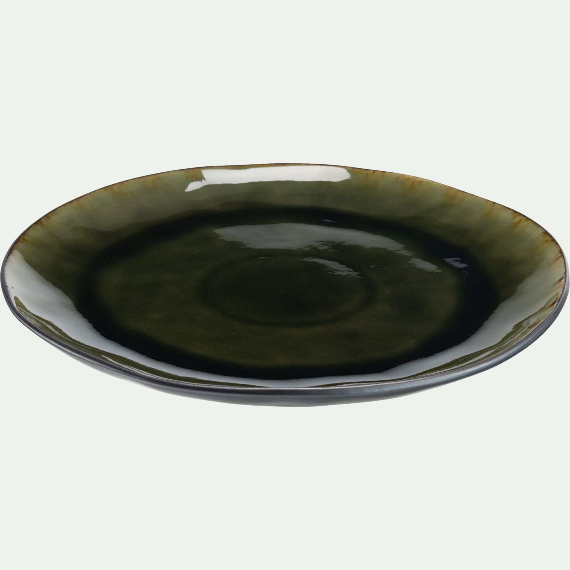 JASPE - Assiette plate en grès D27,5cm - vert avocado