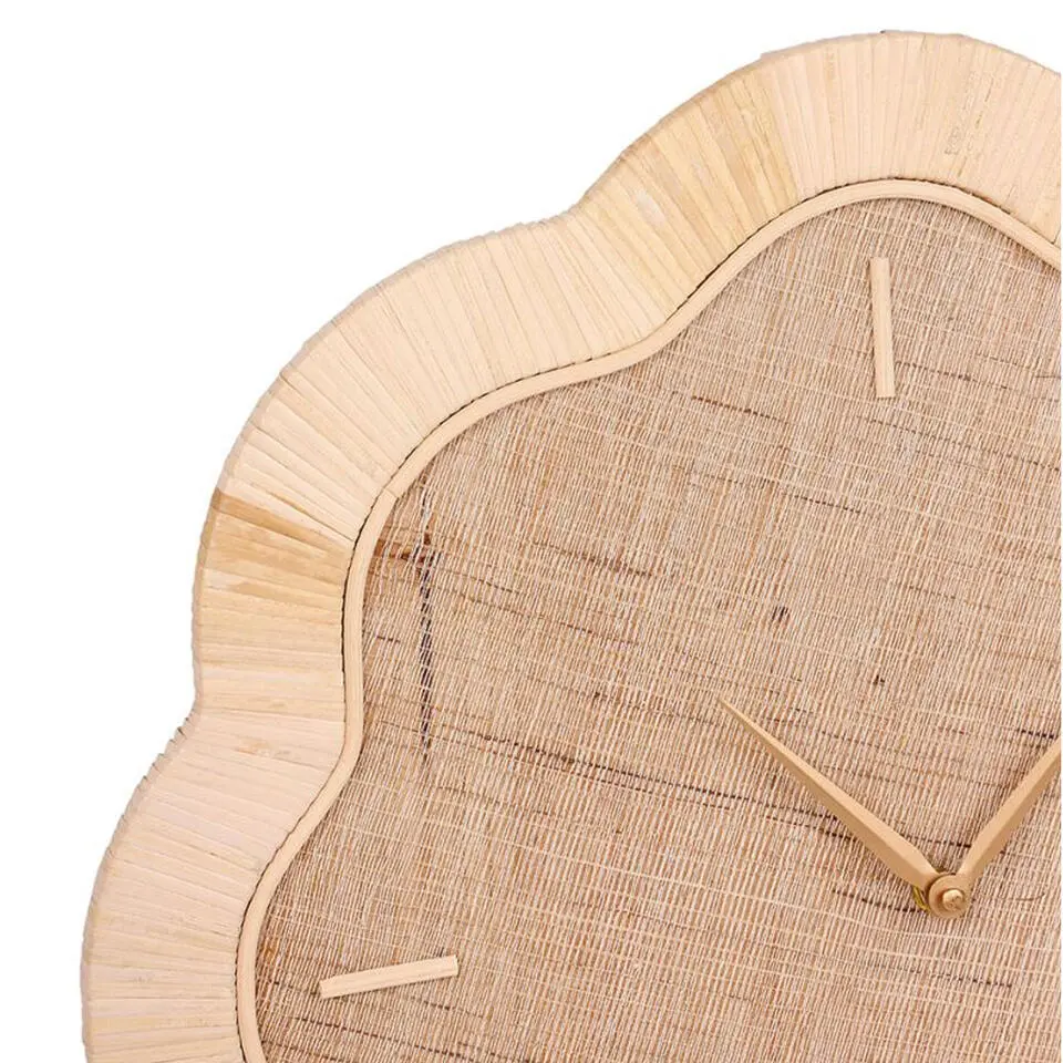 Ostaria Wandklok Hortensia - Ibiza stijl - 50cm - rotan - naturel