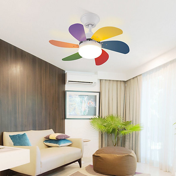 NETTLIFE Ventilateur de plafond blanc avec éclairage, télécommande, silencieux, avec minuterie, 6 pales, pour chambre à coucher