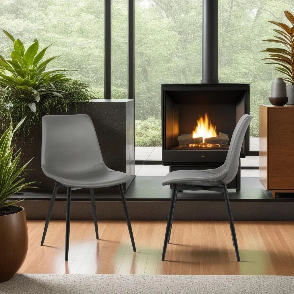 Monte Modern Upholstered Dining Chair in Faux Leather or Fabric