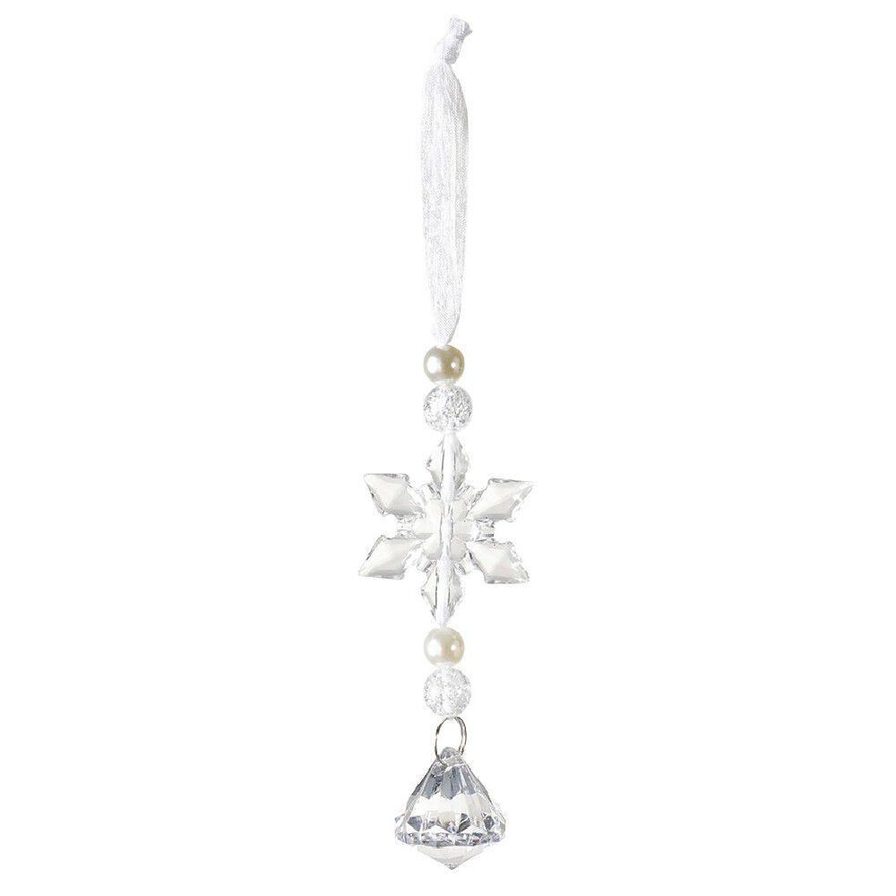 Suspension de No&euml;l en acrylique transparent flocon ou diamant