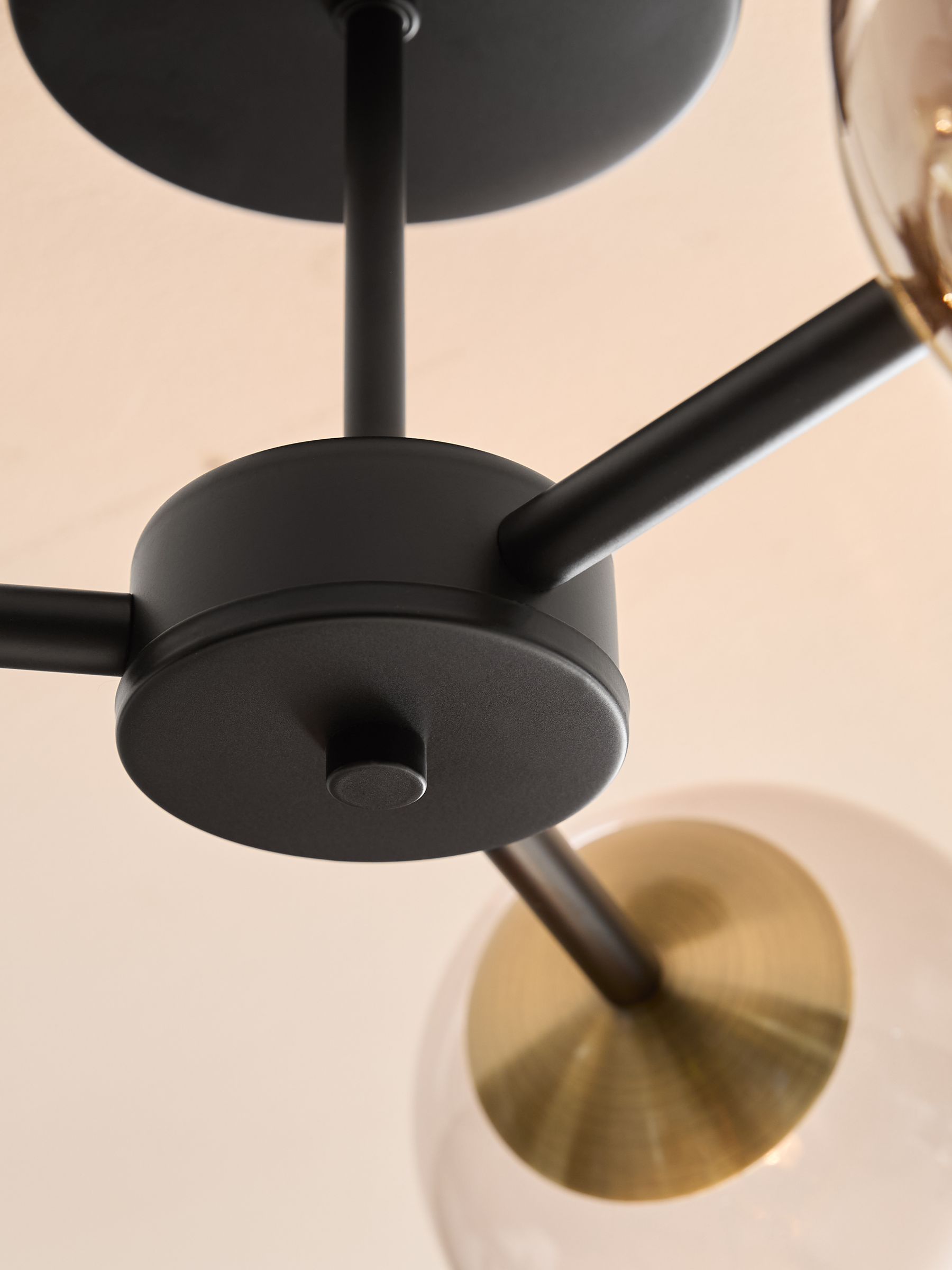 Globe 3 Light Flush Ceiling in Black Antique Brass