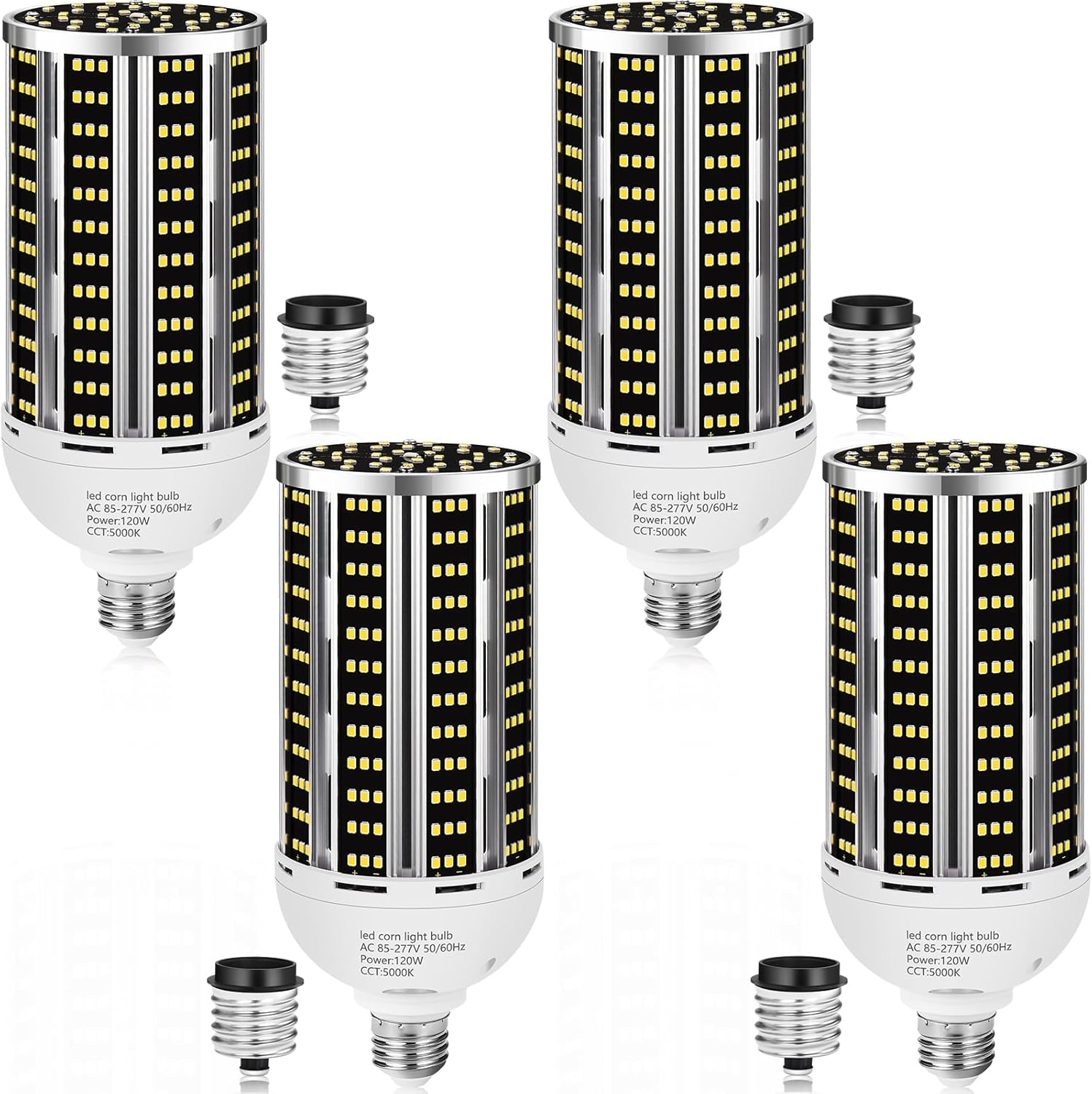 4 pack 120W LED Corn Light Bulb(1200W Equivalent ) ,Commercial Grade DayLight 5000K E26/E39 15900LM Medium Mogul Base LED Lamp,Large Area Lights For Outdoor Indoor Garage Warehouse Factory Bay Light